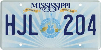 MS license plate HJL204