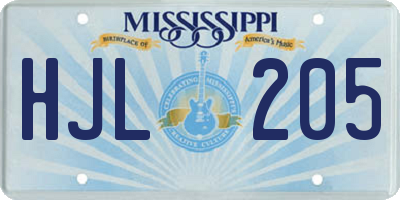 MS license plate HJL205