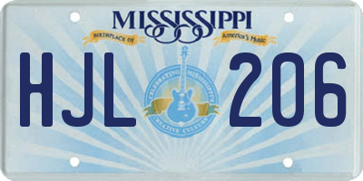 MS license plate HJL206