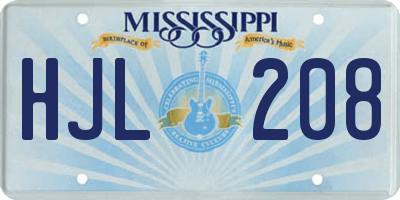 MS license plate HJL208
