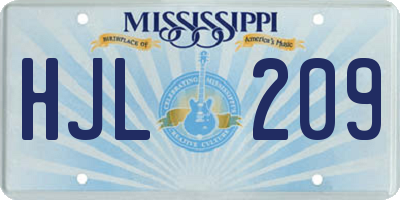 MS license plate HJL209