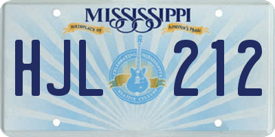 MS license plate HJL212