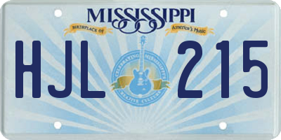 MS license plate HJL215