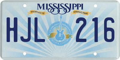 MS license plate HJL216