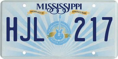 MS license plate HJL217
