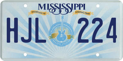 MS license plate HJL224
