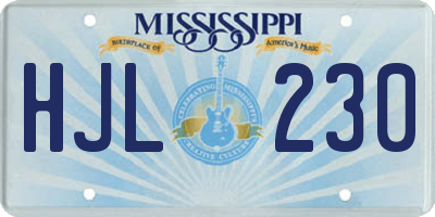 MS license plate HJL230