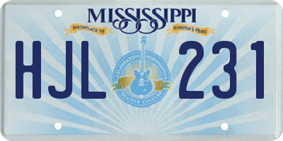 MS license plate HJL231