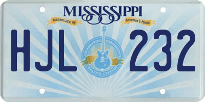 MS license plate HJL232