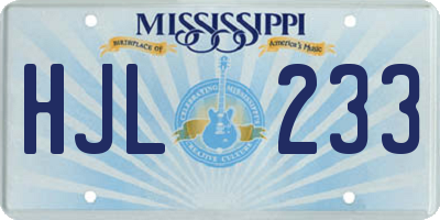 MS license plate HJL233