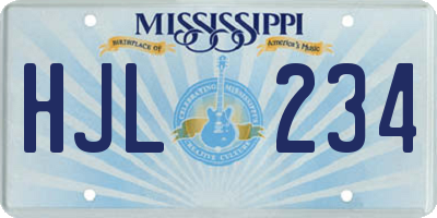 MS license plate HJL234