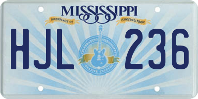 MS license plate HJL236
