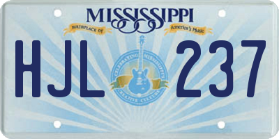 MS license plate HJL237