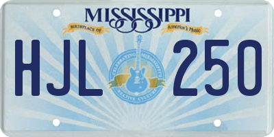 MS license plate HJL250