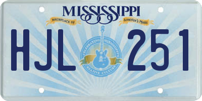 MS license plate HJL251