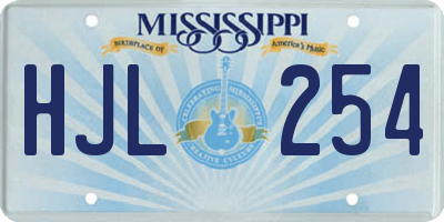 MS license plate HJL254