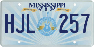 MS license plate HJL257