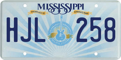 MS license plate HJL258