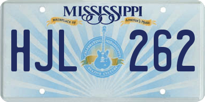 MS license plate HJL262