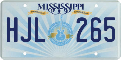 MS license plate HJL265