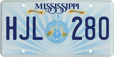 MS license plate HJL280