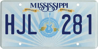 MS license plate HJL281