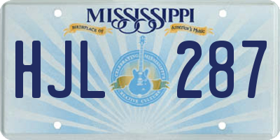 MS license plate HJL287