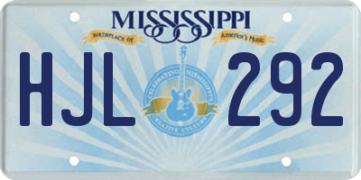 MS license plate HJL292
