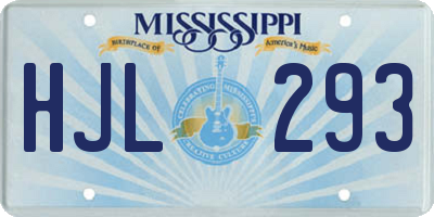 MS license plate HJL293