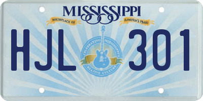 MS license plate HJL301