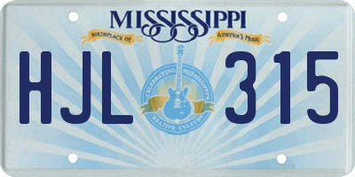 MS license plate HJL315