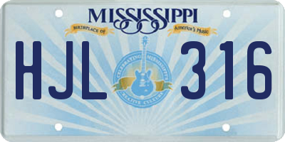 MS license plate HJL316