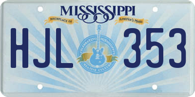 MS license plate HJL353