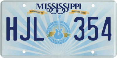 MS license plate HJL354