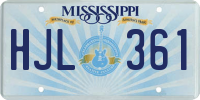MS license plate HJL361