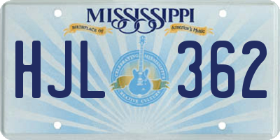 MS license plate HJL362