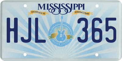 MS license plate HJL365
