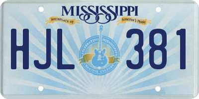 MS license plate HJL381