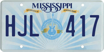 MS license plate HJL417