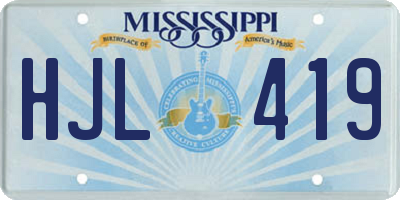 MS license plate HJL419