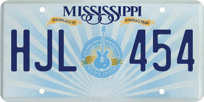 MS license plate HJL454