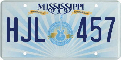 MS license plate HJL457