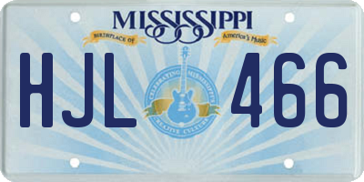 MS license plate HJL466