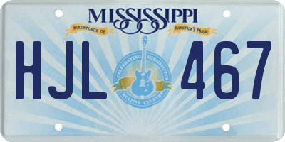MS license plate HJL467