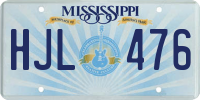 MS license plate HJL476