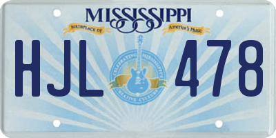MS license plate HJL478