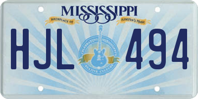 MS license plate HJL494