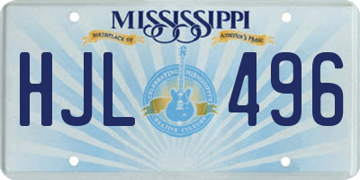 MS license plate HJL496