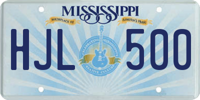 MS license plate HJL500