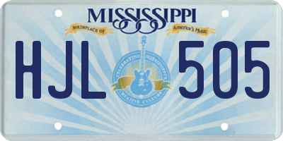 MS license plate HJL505